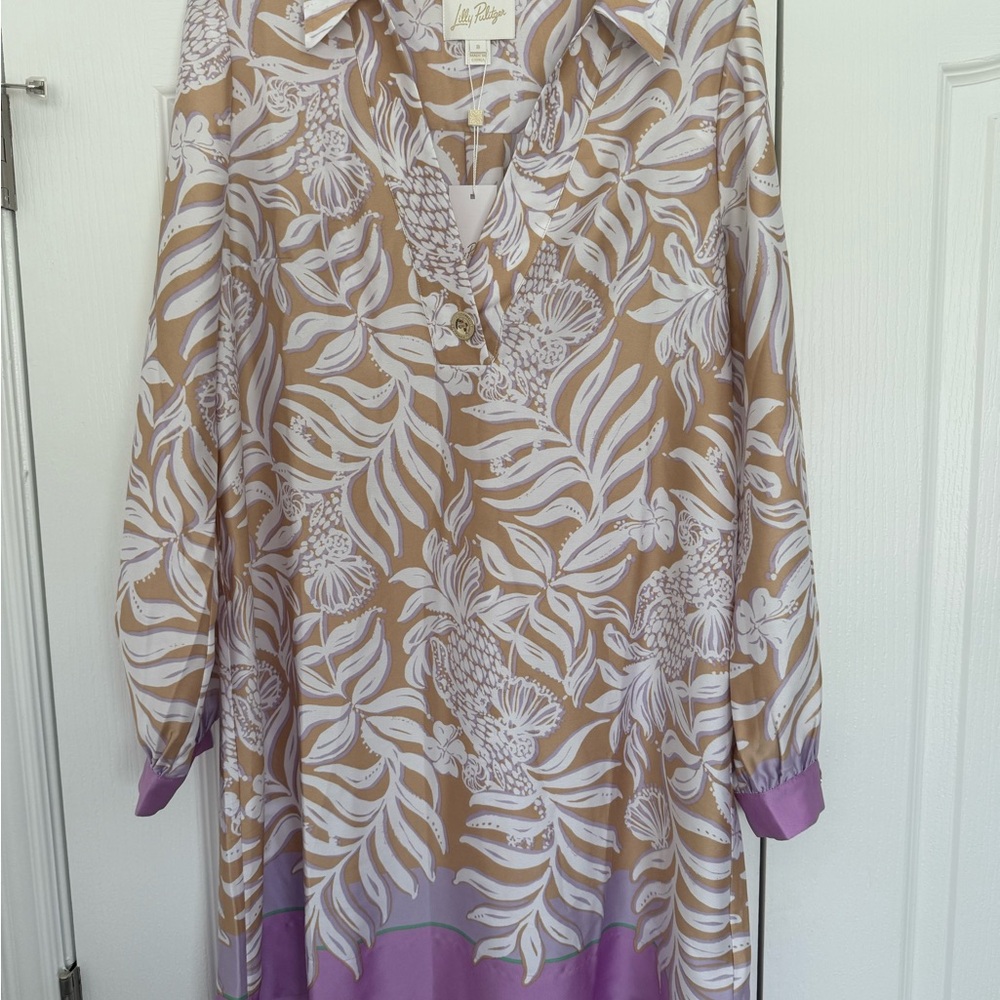 Lilly Pulitzer Iralanne Popover Shirt Dress Size 8 Multi Bon Vivants Engineered.